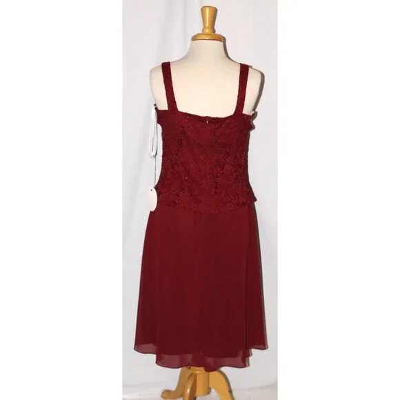 NWOT Fanny #1820 Short Lace and Chiffon Mothers Formal Dress-Size XL-BURGUNDY - Picture 6 of 8